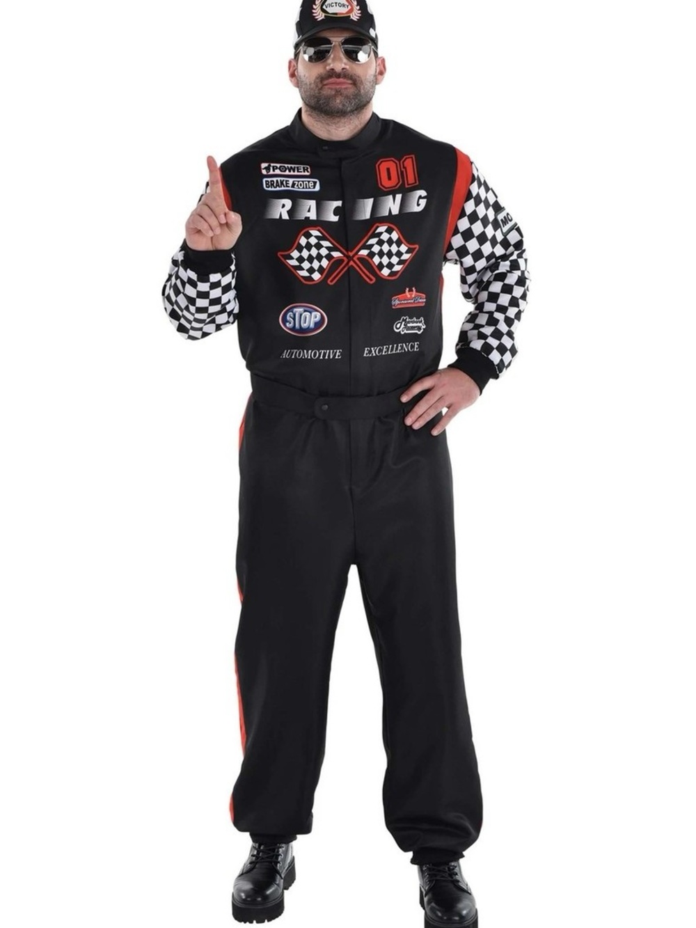 Race Car Driver black Classic Jumpsuit Halloween cosplay Costume large 42-44